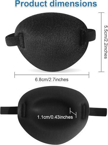 2PCS 3D Pirate Eye Patch for Kids, Soft Medical Eye Patches, Adjustable Amblyopia Lazy Eye Patches for Left or Right Eyes(Black) in Saudi Arabia