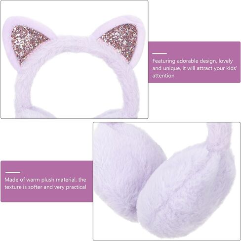 TEHAUX Cute Purple Cat Ear Plush Earmuffs Windproof Winter Ear Warmers for Boys in Saudi Arabia