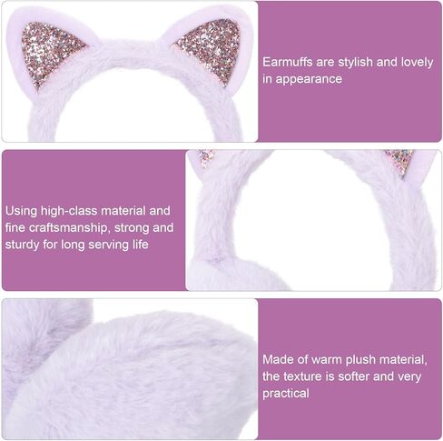 TEHAUX Cute Purple Cat Ear Plush Earmuffs Windproof Winter Ear Warmers for Boys in Saudi Arabia
