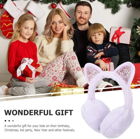 TEHAUX Cute Purple Cat Ear Plush Earmuffs Windproof Winter Ear Warmers for Boys in Saudi Arabia