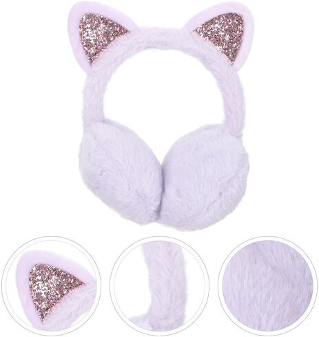 TEHAUX Cute Purple Cat Ear Plush Earmuffs Windproof Winter Ear Warmers for Boys in Saudi Arabia