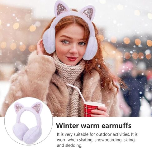 TEHAUX Cute Purple Cat Ear Plush Earmuffs Windproof Winter Ear Warmers for Boys in Saudi Arabia