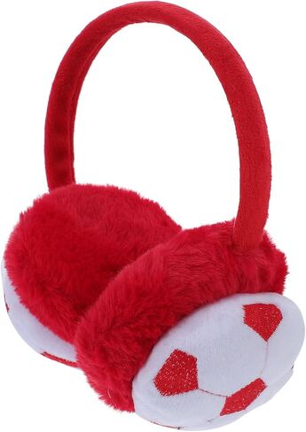 S Plush Winter Earmuffs with Embroidered Soccer Pattern Soft Warm Ear Covers for Boys and Flexible Protective Ear Warmer for Outdoor Cold Weather in Saudi Arabia