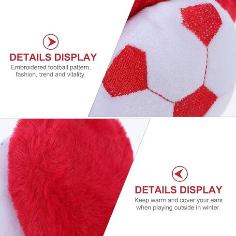 S Plush Winter Earmuffs with Embroidered Soccer Pattern Soft Warm Ear Covers for Boys and Flexible Protective Ear Warmer for Outdoor Cold Weather in Saudi Arabia