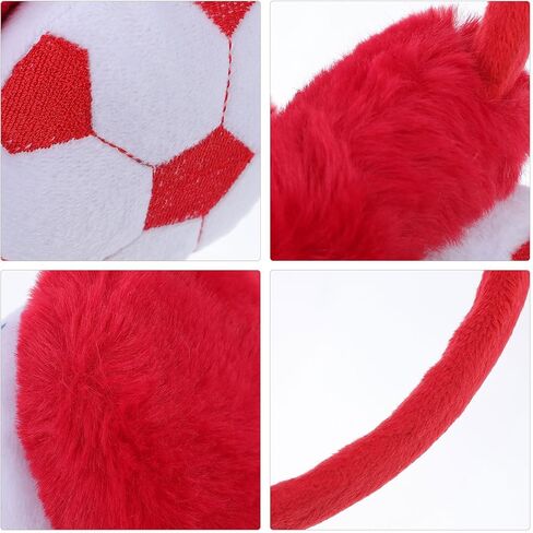 S Plush Winter Earmuffs with Embroidered Soccer Pattern Soft Warm Ear Covers for Boys and Flexible Protective Ear Warmer for Outdoor Cold Weather in Saudi Arabia