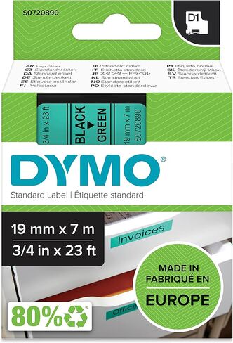 Dymo D1 Standard Labelling Tape 12mm x 7m - White on Black in Kuwait