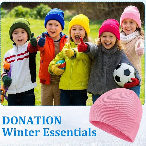 Kigeli 96 Pcs Kids Winter Beanies and Gloves Set Warm Cold Weather Hats Unisex Bulk Pack Gift for Girl Boy School Multicolor(12 Colors) in Saudi Arabia