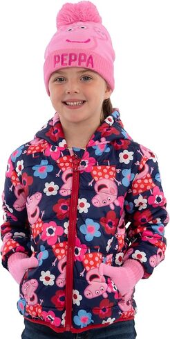 Peppa Pig Hat and Gloves Set | Kids Winter Gloves And Beanie Co Ord | Girls Winter Set | Pink One Size in Saudi Arabia