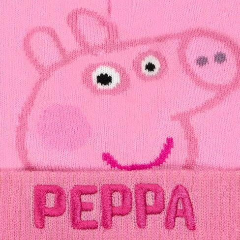Peppa Pig Hat and Gloves Set | Kids Winter Gloves And Beanie Co Ord | Girls Winter Set | Pink One Size in Saudi Arabia