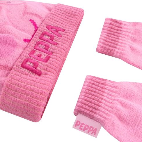 Peppa Pig Hat and Gloves Set | Kids Winter Gloves And Beanie Co Ord | Girls Winter Set | Pink One Size in Saudi Arabia