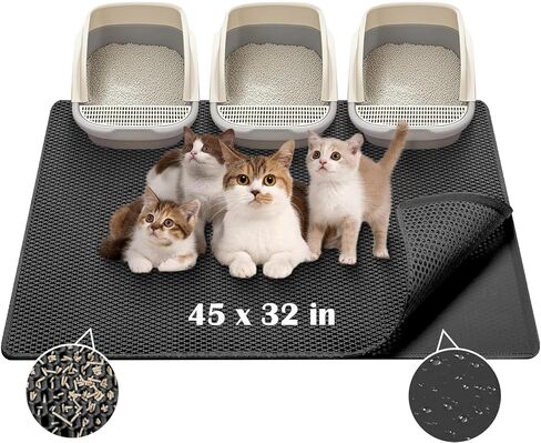 Cat Litter Mat,Large Litter Trapping Mat with Handles,30"x 24" Litter Trapping Mat,Double Layer Honeycomb Litter Box Mat, Waterproof Urine Proof Kitty Litter Mat,Easy Clean in Kuwait