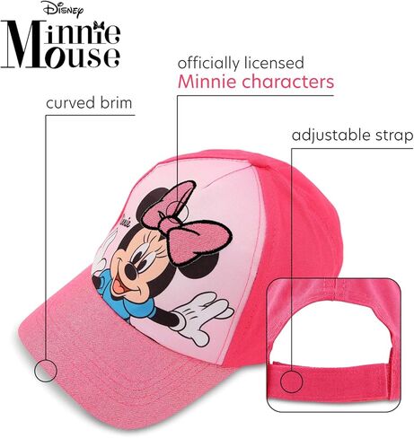 Disney Toddler Girls Minnie Mouse Bowtique Cotton Baseball Cap, Size 2-4T, Size 2-4T, Minnie Pink Glitter in Saudi Arabia