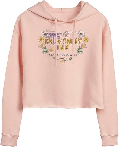 HYBRID APPAREL Gilmore Girls - Dragonfly Inn - Juniors Cropped Long Sleeve Fleece Hoodie - Size Large Blush in Saudi Arabia