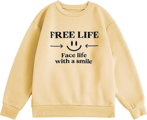 SweatyRocks Girl's Letter Print Graphic Sweatshirt Long Sleeve Thermal Pullover Tops in Saudi Arabia