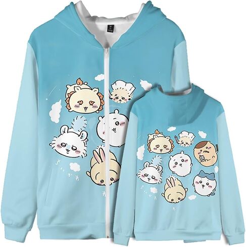 Anime Zip Up Hoodie Women's Full Zip Hooded Sweatshirt Girls Long Sleeve Pullover Sweaters in Saudi Arabia