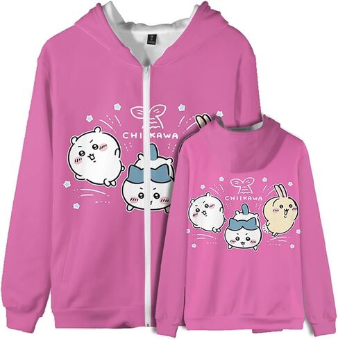 Anime Zip Up Hoodie Women's Full Zip Hooded Sweatshirt Girls Long Sleeve Pullover Sweaters in Saudi Arabia