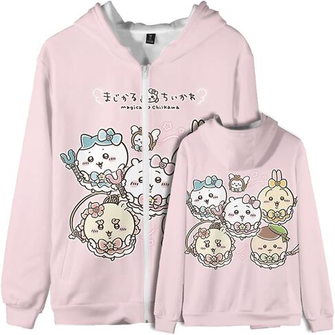 Anime Zip Up Hoodie Women's Full Zip Hooded Sweatshirt Girls Long Sleeve Pullover Sweaters in Saudi Arabia