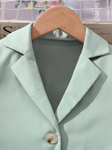 Girls 2-Piece Outfit Set Short Sleeve Blazer Crop Jacket Color Block Jumpsuit with Belt Summer Elegant Casual Clothes in Saudi Arabia
