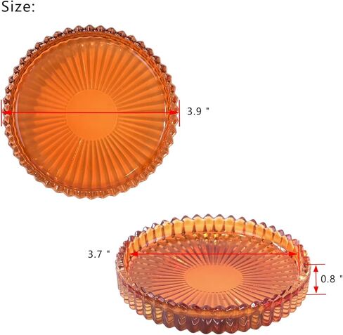 Candleholder Glass Candle Holder Plates Set of 6, Round Glass Candle Tray Plates for Dining Wedding Christmas Party Evening Light, Amber in Saudi Arabia