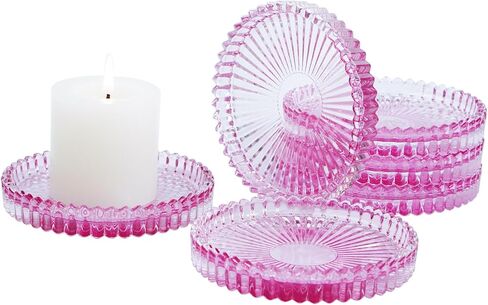 Candleholder Glass Candle Holder Plates Set of 6, Round Glass Candle Tray Plates for Dining Wedding Christmas Party Evening Light, Amber in Saudi Arabia