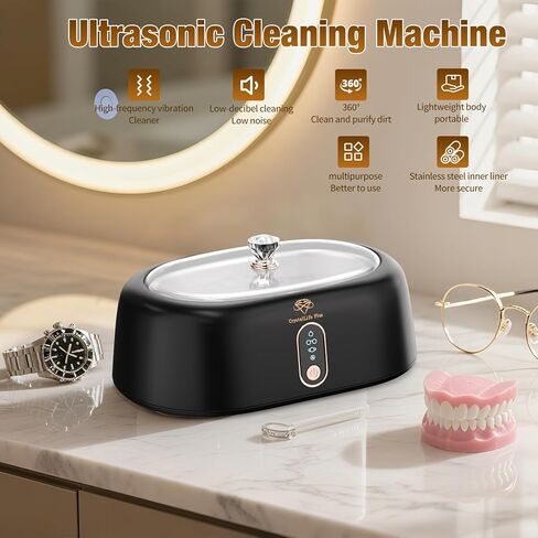 Ultrasonic Jewelry Cleaner - 45KHz Ultrasonic Cleaner Machine for Rings, Eyeglass, Watches, Diamond, Denture, Invisalign, Retainer. 500ML Tank, 4 Cleaning Modes - CrystalLife Plus in Saudi Arabia