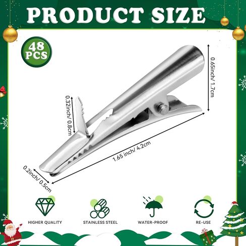 48Pcs Metal Clips Clamps for Christmas Flowers Decorations Tree Spring Clips for Artificial Flower DIY Card Photo Memo Clip (48) in Saudi Arabia