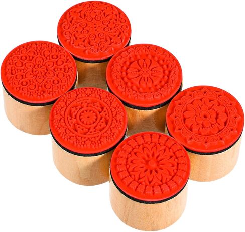 6 Pcs Thank You Stamps Set, Wooden Stamps for Card Making 6 Styles Round Rubber Stamps Server Stamps Photo Album Decoration for Card Making, DIY Crafting and Scrapbooking in Saudi Arabia