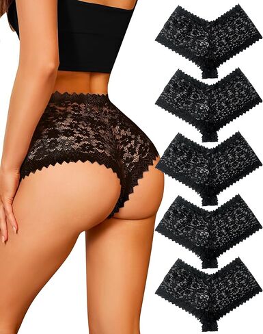 RSLOVE Lace Cheeky Underwear for Women – V Waist Breathable Stretch Panties 5 Pack for Comfort in Saudi Arabia