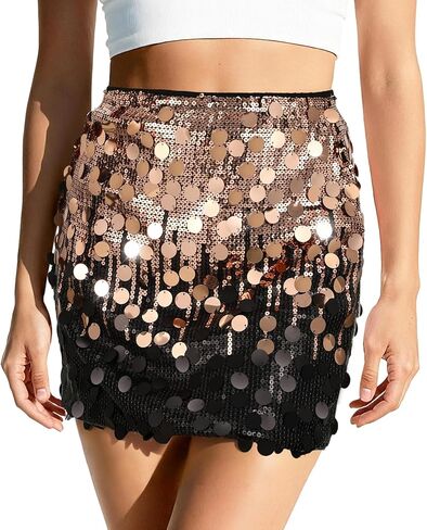 Sequin Skirt for Women Sparkly Sexy Mini Skirt Stretchy Bodycon Glitter Skirts Night Out Party in Saudi Arabia