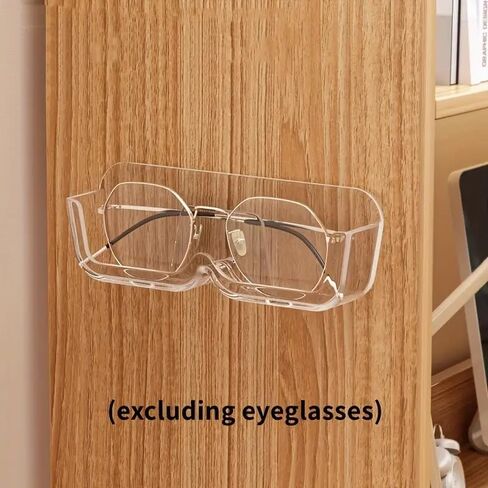 Wall-Mounted Glasses Holder Stand - Adhesive Eyeglasses Organizer for Nightstand, Reading Glasses, and Sunglasses - Clear in Saudi Arabia