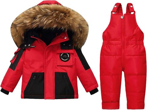 2-Piece Snow Suit for Toddler Boys Girls Waterproof Snowboard Ski Jacket Bib Pants Set Baby Windproof Warm Snowsuit in Saudi Arabia