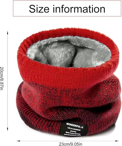 Red Knit Neck Warmer, Fleece-Lined Winter Pullover Scarf for Men and Women Cold Weather Protection in Saudi Arabia