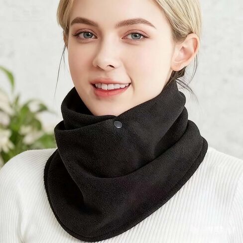 Double Button Neck Gaiter, Fleece Neck Warmer for Women & Men, Windproof Thermal Scarf for Outdoor Sports (3 Colors) in Saudi Arabia