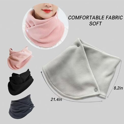 Double Button Neck Gaiter, Fleece Neck Warmer for Women & Men, Windproof Thermal Scarf for Outdoor Sports (3 Colors) in Saudi Arabia
