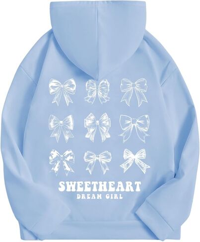 QJQ Girls Graphic Hoodie Thermal Long Sleeve Hooded Sweatshirt Drop Shoulder Pullover Top Ages 8-12 in Saudi Arabia