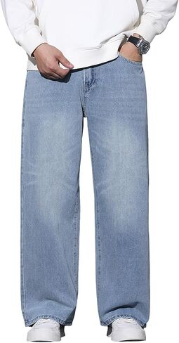 Men's Wide Leg Jeans Baggy Denim Pants Loose Fit Hip Hop Trousers Skater Jeans Y2k Clothes in Saudi Arabia