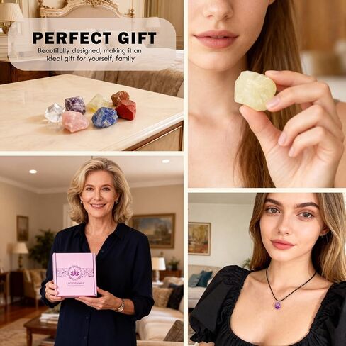 14Pcs Crystals and Healing Stones, Real Healing Crystals, Raw Crystals, Selenite Charging Plate, Amethyst Necklace, Rose Quartz in Kuwait