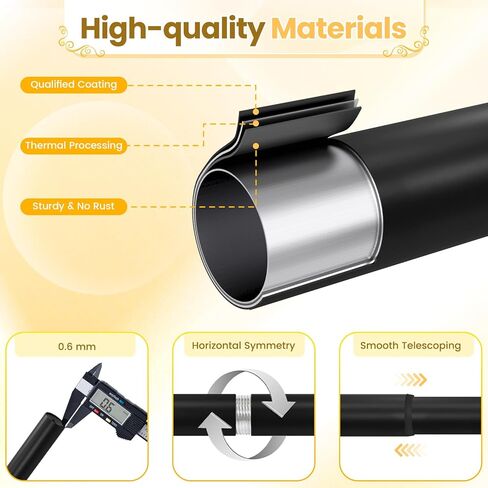 1 Inch Black Double Curtain Rod Set - Tension rods for windows 28 to 48 inchs with Round Finials -BHSRODS Home Double Window Rods for Living Room & Bedroom in Saudi Arabia