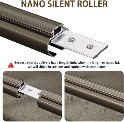 Double Curtain Track Wall Mounted, Roman Rod for Curtain, Aluminum Heavy-Duty Silent Rail, Sliding Curtain Track System with Silent Rollers, for Room Divider Living Bedroom Room (Gray, 7.2ft) in Saudi Arabia