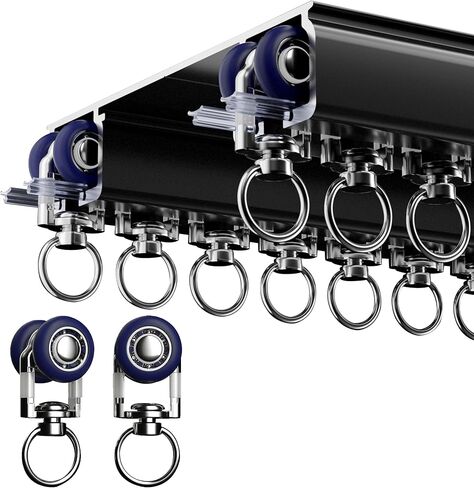 نظام مسار ستائر مثبت في السقف - قضبان مزدوجة للستائر والستائر - فواصل الغرف - حاجز ستائر منزلق للنافذة (أبيض، 3 م) in Kuwait