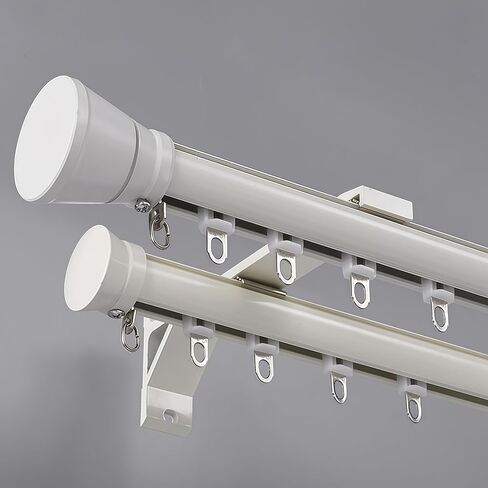 Double Curtain Track Wall Mounted, Roman Rod for Curtain, Aluminum Heavy-Duty Silent Rail, Sliding Curtain Track System with Silent Rollers, for Room Divider Living Bedroom Room (Gray, 7.2ft) in Saudi Arabia
