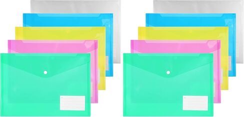 Plastic File Folders, 50 PCS Plastic Envelopes with Snap Closure, Plastic Folders for Documents, A4 Letter Size Clear Envelopes Folders, File Bags, Reusable Document Envelopes Pouch in Saudi Arabia