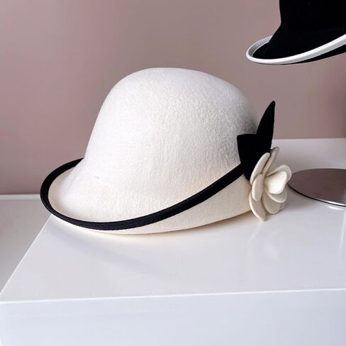 Vintage Fedoras Hat For Women Theme Party Caps With Roll Brim Flower Wool Bowler For Halloween Party Cosplay Accessory Bowler in Saudi Arabia