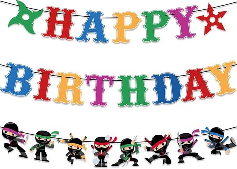 Ninja Birthday Party Decorations Karate Ninja Happy Birthday Banner Red and Black Warrior Themed Bunting Sign Banner Ninja Master Party Supplies for Boys Men Ninja Theme Baby Shower Birthday Decor in Saudi Arabia