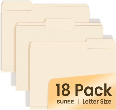SUNEE File Folders, 18 Pack Manilla Folders 8.5 x 11, Colored Folders Office Organization Home School Folders for Documents Files Paper,6 Assorted Colors in Kuwait