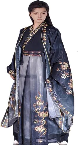 قميص Hanfu الرجالي Jin Style على الطراز الصيني Wei Jin Style Ru تنورة بأكمام كبيرة in Kuwait