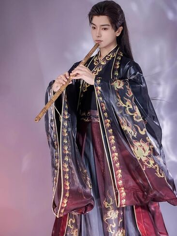 Hanfu Men's Jin Style Chinese Style Wei Jin Style Ru Skirt Large Sleeved Shirt in Saudi Arabia