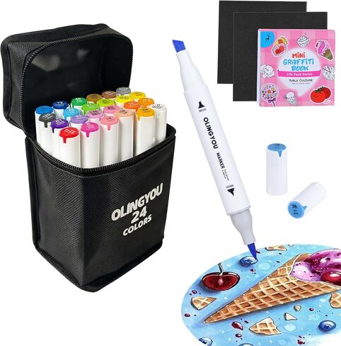 رأس فرشاة لعلامات الكحول، مجموعة أقلام تحديد كحول دائمة مكونة من 60 لونًا وفرشاة وإزميل، مجموعة أقلام تحديد فنية ذات طرف مزدوج لتلوين الأطفال والكبار، ورسم علامات تلوين الرسم، وأقلام تحديد تعتمد على الكحول in Kuwait