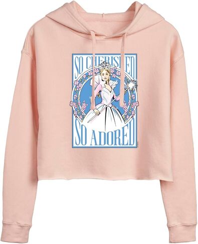 HYBRID APPAREL Wicked: Part 2 - Glinda So Cherished - Juniors Cropped Long Sleeve Fleece Hoodie - Size Medium Blush in Saudi Arabia