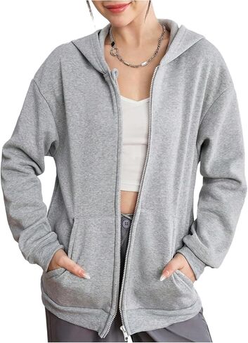 Girl's Zip Up Hoodie Long Sleeve Hooded Sweatshirts Casual Basic Outerwear with Pocket in Saudi Arabia